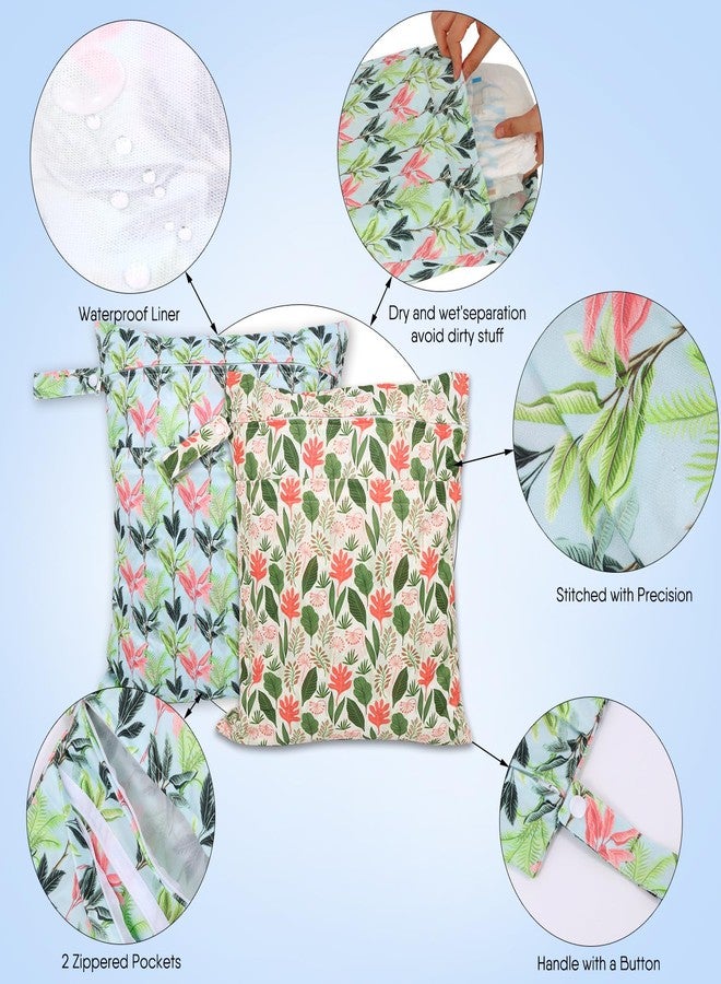 SANFERGE 2pcs Travel Waterproof Laundry Bag, Cloth Diaper Wet Dry Bags with Handle & 2 Zipper Pockets, Reusable Washable Dirty Clothes Bag for Baby Adult Travelling Hanging, Bathing Beach Pool Daycare - Image 2